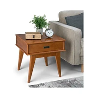 Simpli Home - Draper Rectangular Mid-Century Modern 1-Drawer End Table - Teak Brown