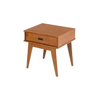 Simpli Home - Draper Rectangular Mid-Century Modern 1-Drawer End Table - Teak Brown
