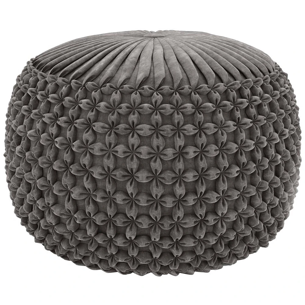 Simpli Home - Renee Round Transitional Velvet/Cotton Pouf