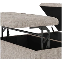 Simpli Home - Harrison 36 inch Wide Transitional Square Coffee Table Storage Ottoman in Tweed Look Fabric