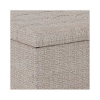 Simpli Home - Harrison 36 inch Wide Transitional Square Coffee Table Storage Ottoman in Tweed Look Fabric