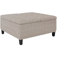 Simpli Home - Harrison 36 inch Wide Transitional Square Coffee Table Storage Ottoman in Tweed Look Fabric