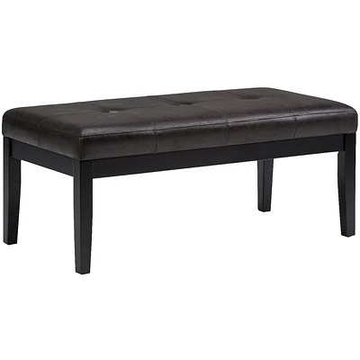 Simpli Home - Lacey Rectangular Contemporary Faux Air Leather Bench Ottoman - Distressed Black