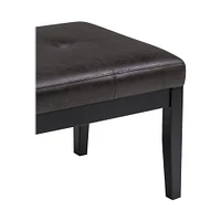 Simpli Home - Lacey Rectangular Contemporary Faux Air Leather Bench Ottoman - Distressed Black