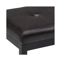 Simpli Home - Lacey Rectangular Contemporary Faux Air Leather Bench Ottoman - Distressed Black