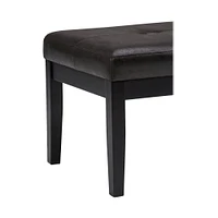 Simpli Home - Lacey Rectangular Contemporary Faux Air Leather Bench Ottoman - Distressed Black