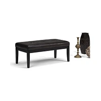 Simpli Home - Lacey Rectangular Contemporary Faux Air Leather Bench Ottoman - Distressed Black