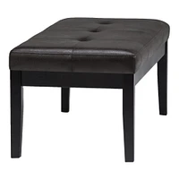 Simpli Home - Lacey Rectangular Contemporary Faux Air Leather Bench Ottoman - Distressed Black