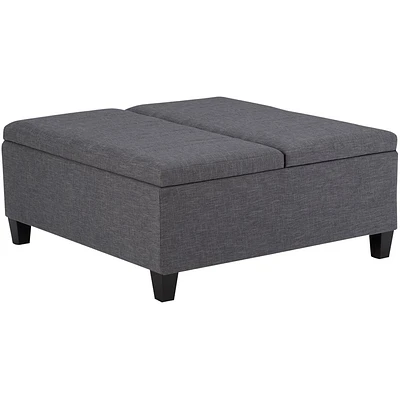 Simpli Home - Ellis Contemporary Wood/Engineered Wood Ottoman - Slate Gray