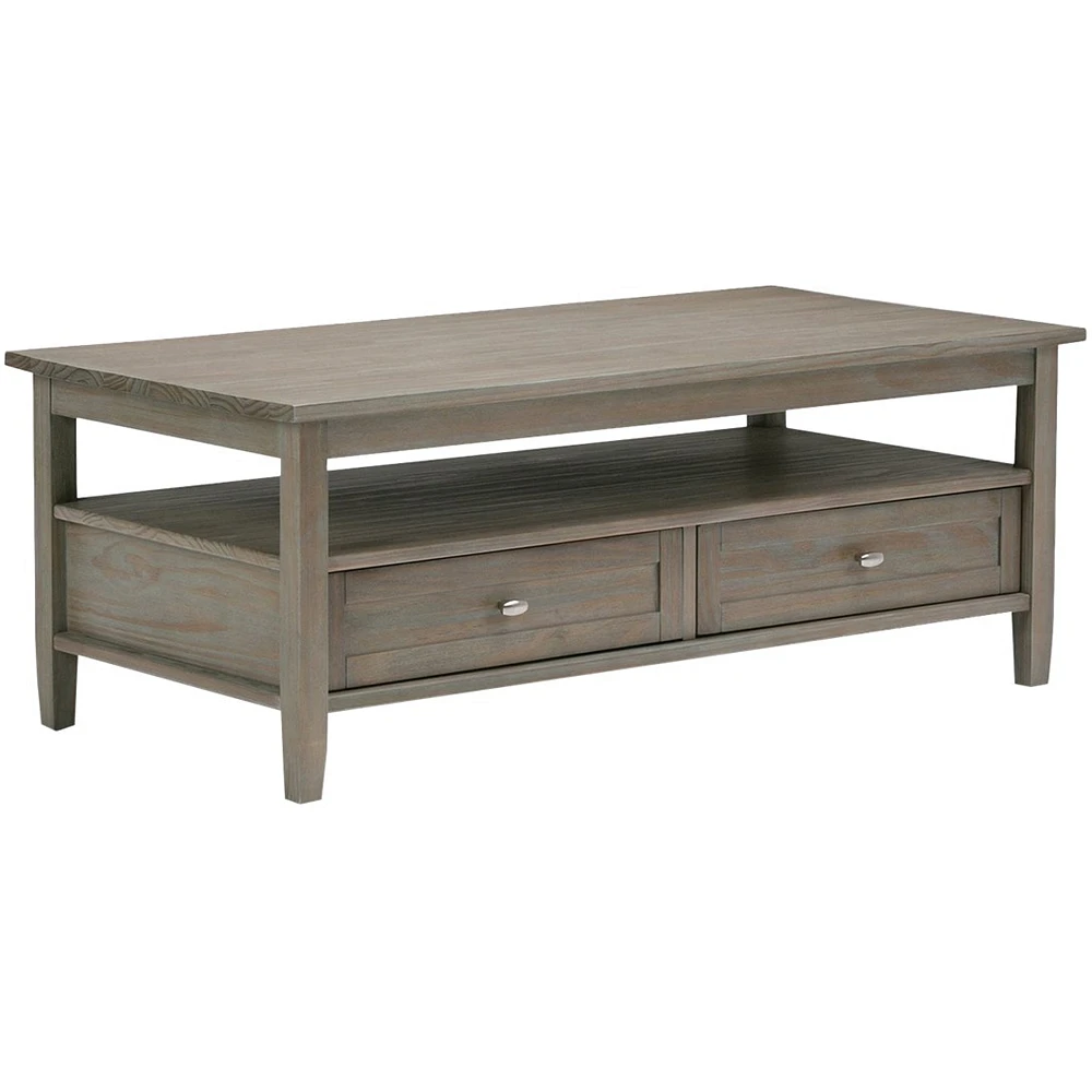 Simpli Home - Warm Shaker Rectangular Rustic Wood 2-Drawer Coffee Table