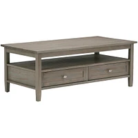 Simpli Home - Warm Shaker Rectangular Rustic Wood 2-Drawer Coffee Table