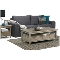 Simpli Home - Warm Shaker Rectangular Rustic Wood 2-Drawer Coffee Table