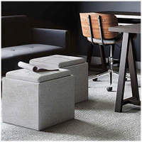 Simpli Home - Rockwood Square Contemporary Wood/Foam Ottoman With Inner Storage - Gray Cloud