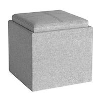 Simpli Home - Rockwood Square Contemporary Wood/Foam Ottoman With Inner Storage - Gray Cloud