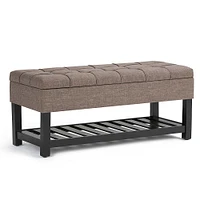 Simpli Home - Saxon 44 inch Wide Traditional Rectangle Storage Ottoman Bench - Fawn Brown