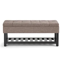 Simpli Home - Saxon 44 inch Wide Traditional Rectangle Storage Ottoman Bench - Fawn Brown