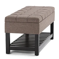 Simpli Home - Saxon 44 inch Wide Traditional Rectangle Storage Ottoman Bench - Fawn Brown