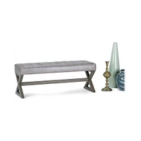 Simpli Home - Salinger Rectangular Modern Contemporary Foam/Plywood Bench Ottoman - Distressed Gray Taupe