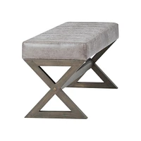 Simpli Home - Salinger Rectangular Modern Contemporary Foam/Plywood Bench Ottoman - Distressed Gray Taupe