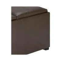 Simpli Home - Avalon Square Contemporary Polyurethane Faux Leather Storage Ottoman - Chocolate Brown