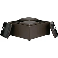 Simpli Home - Avalon Square Contemporary Polyurethane Faux Leather Storage Ottoman - Chocolate Brown