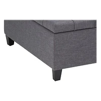 Simpli Home - Harrison 36 inch Wide Transitional Square Coffee Table Storage Ottoman in Linen Look Fabric