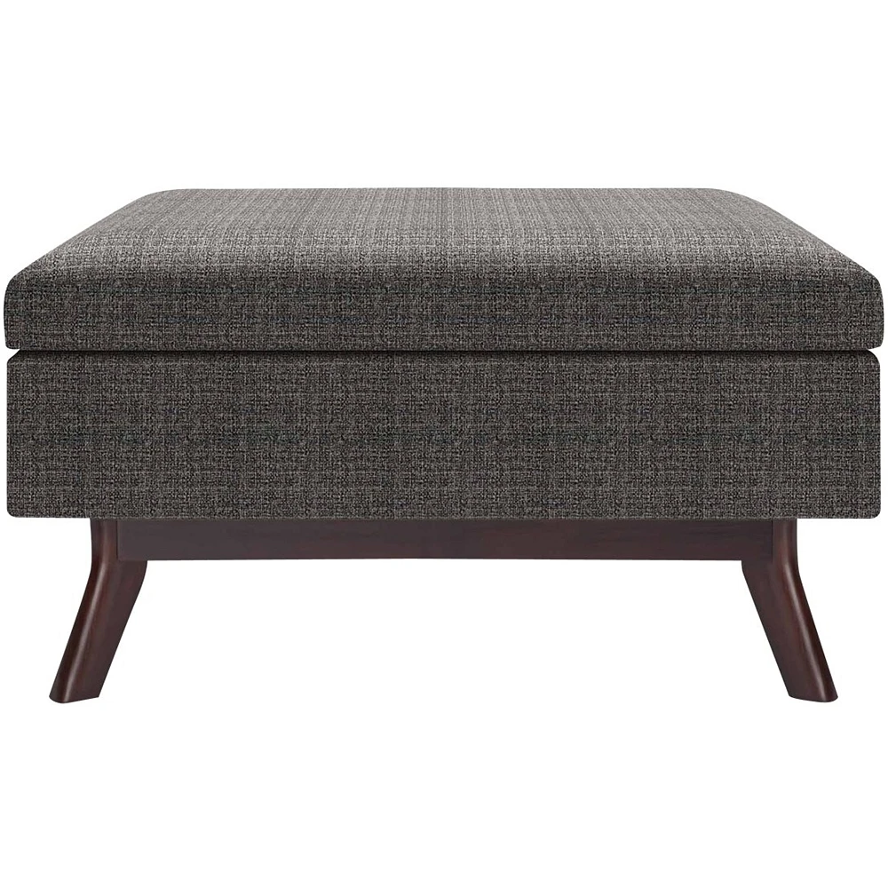 Simpli Home - Owen Rectangular Mid-Century Modern Tweed Ottoman With Inner Storage - Ebony