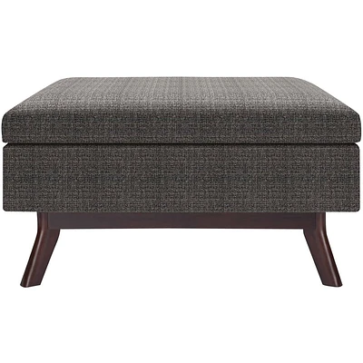 Simpli Home - Owen Rectangular Mid-Century Modern Tweed Ottoman With Inner Storage - Ebony