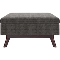 Simpli Home - Owen Rectangular Mid-Century Modern Tweed Ottoman With Inner Storage - Ebony