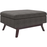 Simpli Home - Owen Rectangular Mid-Century Modern Tweed Ottoman With Inner Storage - Ebony