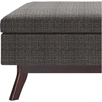 Simpli Home - Owen Rectangular Mid-Century Modern Tweed Ottoman With Inner Storage - Ebony