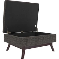 Simpli Home - Owen Rectangular Mid-Century Modern Tweed Ottoman With Inner Storage - Ebony