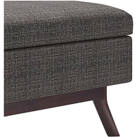 Simpli Home - Owen Square Mid-Century Modern Woven Fabric/Faux Air Leather Ottoman With Inner Storage - Ebony