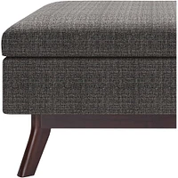 Simpli Home - Owen Square Mid-Century Modern Woven Fabric/Faux Air Leather Ottoman With Inner Storage - Ebony