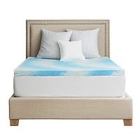 Sealy - 3”Gel Memory Foam Mattress Topper with Cover - Blue