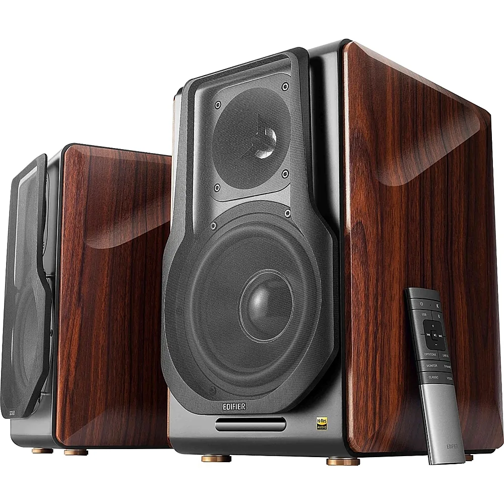 Edifier - S3000Pro Audiophile Active Speakers, Computer Speakers - Bluetooth 5.0 aptX - Planar Diaphragm Tweeters & 6.5" Woofers - Wood/Black