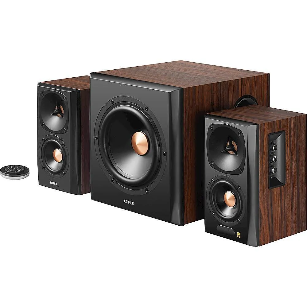 Edifier - S360DB Bookshelf Speaker & Wireless Subwoofer, Computer Speakers - Bluetooth v4.1 aptX Wireless - 2.1 Speaker System - Wood/Black