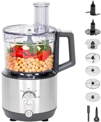 GE - 12-Cup Food Processor with Accessories - Stainless Steel