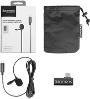 Saramonic - Lavalier Microphone with USB-C w/6.6-foot (2m) Cable &Right-Angle USB-C Adapter (LavMicro U3A)