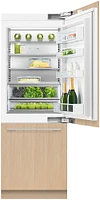 Fisher & Paykel - 30in. 12.1 cu.ft. Bottom-Freezer Built-In Column Refrigerator with Stainless Interior and Internal Ice and Water - Custom Panel Ready