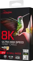 Rocketfish™ - 2' 8K Ultra High Speed HDMI® 2.1 Certified Cable - Black