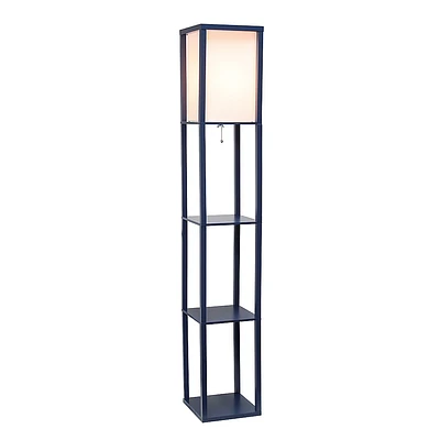 Simple Designs - Floor Lamp Etagere Organizer Storage Shelf with Linen Shade