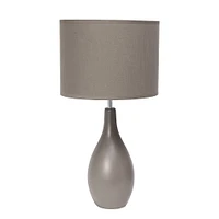 Simple Designs - Oval Bowling Pin Base Ceramic Table Lamp - Gray