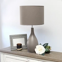 Simple Designs - Oval Bowling Pin Base Ceramic Table Lamp - Gray