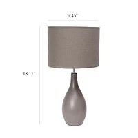 Simple Designs - Oval Bowling Pin Base Ceramic Table Lamp - Gray
