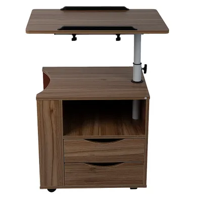 Mind Reader - Bedside Workstation Adjustable Desk - Brown