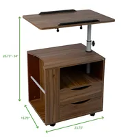 Mind Reader - Bedside Workstation Adjustable Desk - Brown