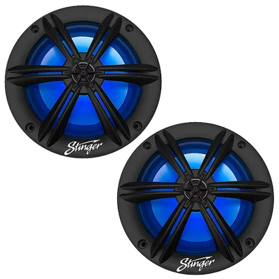 Stinger - 6.5” 2-Way Marine Coaxial LED Illuminated Speakers with Poly Carbon Cones (Pair