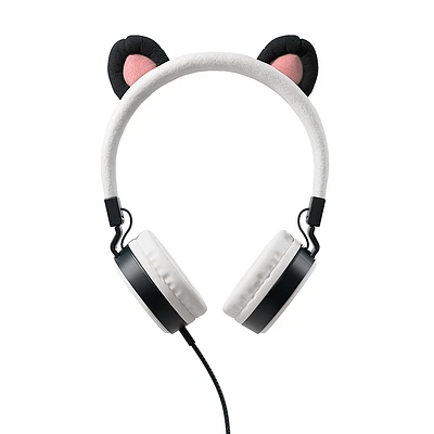 Planet Buddies - Furry Kids Linkable Wired Headphones (Pippin the Panda) - Black