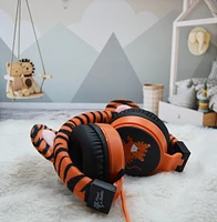 Planet Buddies - Furry Kids Linkable Wired Headphones (Charlie the Tiger) - Orange